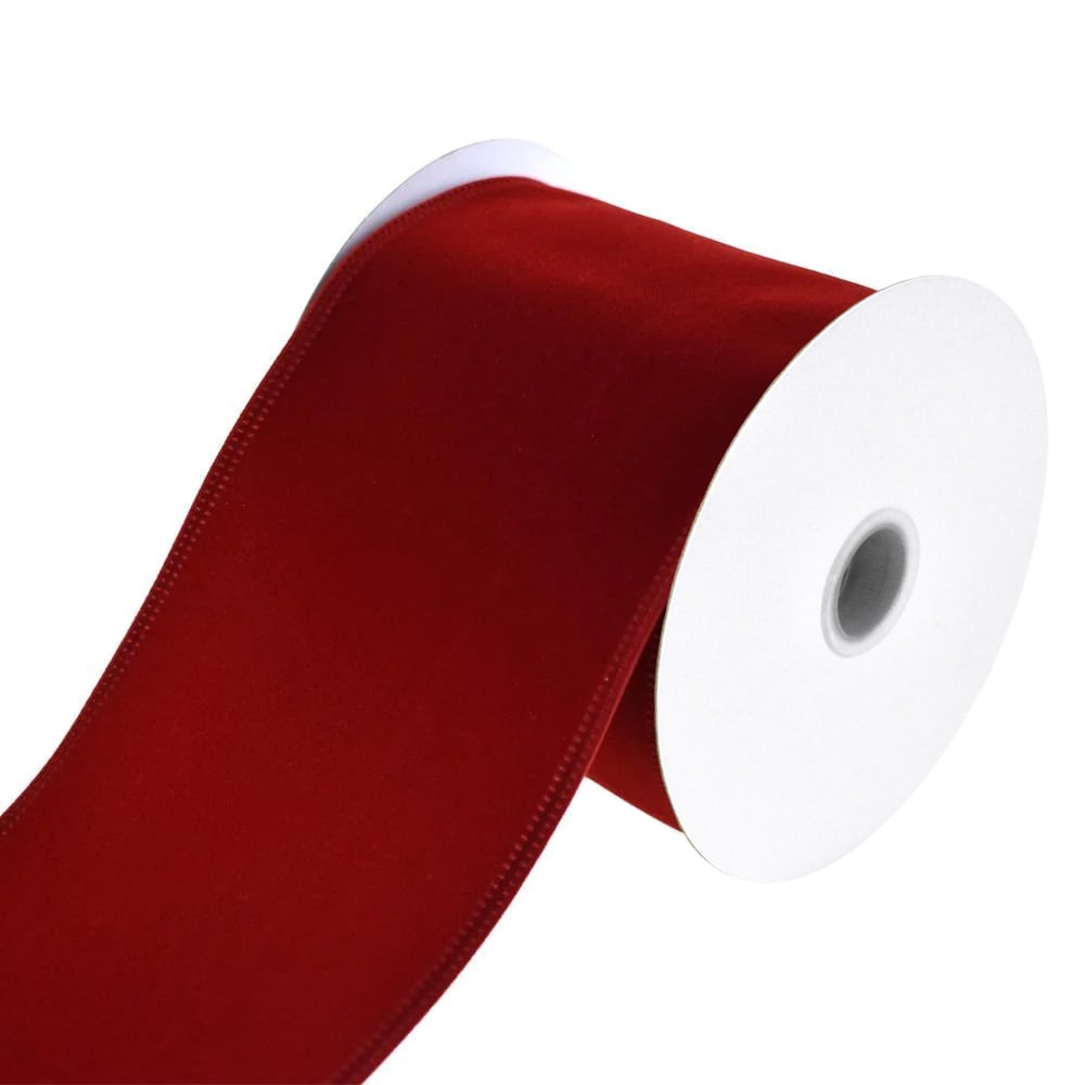 Christmas Velvet Wired Edge Ribbon, 4-Inch, 10-Yard, Dark Red - Walmart.com