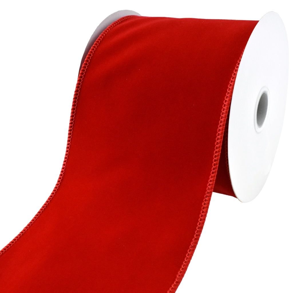Walmart Christmas Velvet Wired Edge Ribbon, 4-Inch, 10-Yard - Red ...