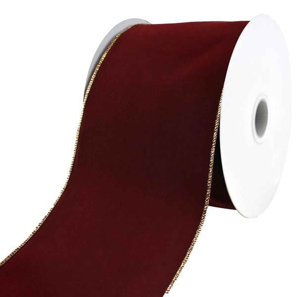 2.5 Burgundy Linen Wire Edge Ribbon (10 yards) - Package Perfect Bows