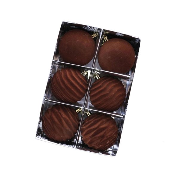 Christmas Velvety Gift Set 6Pcs Flocking Tree Decorations Sturdy Holiday Party Decorative