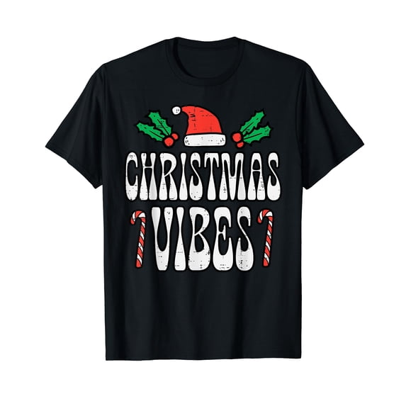 Christmas Vibes Retro Vintage Groovy Xmas Men Women Kids T-Shirt