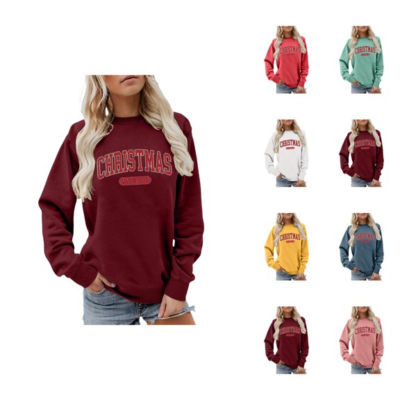 Christmas Vibes Sweatshirt for Women 2025 Long Sleeve Crewneck Xmas Holiday Vibe Pullover Top