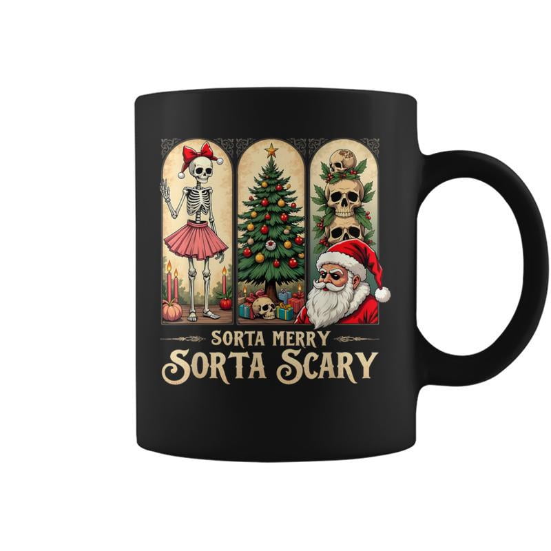 Christmas Vibes Xmas Skeleton Sorta Merry Sorta Scary Gothic - Walmart.com
