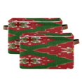 thumbnail image 1 of Christmas Vibrant Red Green Geometrical Patterns Square Storage Bins with Handles Collapsible Containing Box 2 Packs, 1 of 9