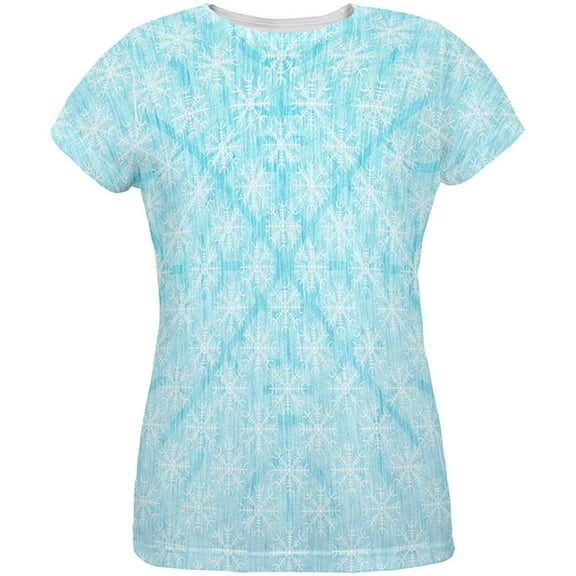 Christmas Viking Helm of Awe Snowflakes All Over Womens T Shirt Multi 2XL