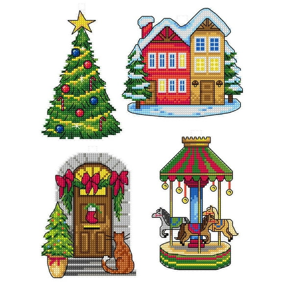 Christmas Village 194CS Counted cross stitch kit with plastic canvas