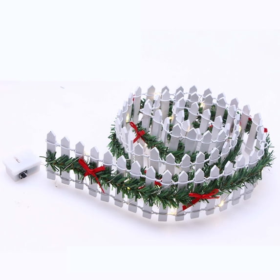 Christmas Village Accessories Fairy Garden Fence,35 inch Small Picket Fence Wooden Decorative,Christmas Fairy Garden Fence,Dollhouse Landscape Crafts, Holiday Miniature Fencing Xmas Gift