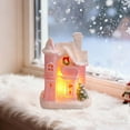 thumbnail image 1 of Christmas Village Accessories Mini Pink House Ornaments Resin Village House Xmas Gift Mini Winter Scene Centerpiece Collectible Crafted Cottage - A, 1 of 5
