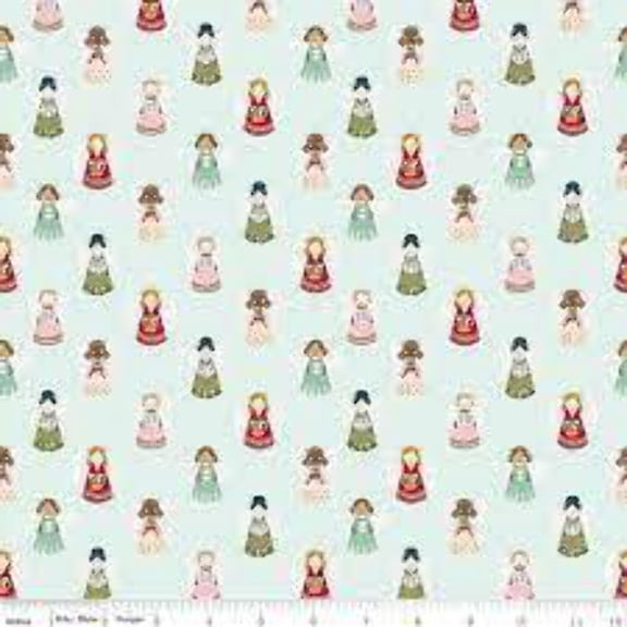 Christmas Village Angels Mint Cotton Fabric