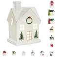 thumbnail image 1 of Christmas Village Ceramic Snow House with Glowing Light, Festive Holiday Decor for Shelf and Desk, Winter Wonderland Decorations for Tabletop, 1 of 7