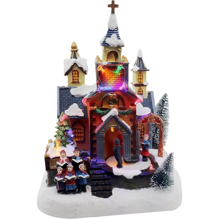Christmas Village Church Scene - Animated Congregation with Choir - Pre-lit Musical Winter Snow Village - Perfect Addition to Your Christmas Indoor Decorations & Christmas Village Displays