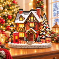 thumbnail image 1 of Christmas Village Decor, Wooden Alpine Village House Tabletop House with Soft Light for Mantel Shelf Desk and Table, 4.72 x 4.33 x 0.79 in, 1 of 6
