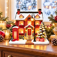 thumbnail image 1 of Christmas Village Decor, Wooden Colorful Townhouse Village Tabletop House with Soft Light for Mantel Shelf Desk and Table, 4.72 x 4.33 x 0.79 in, 1 of 6