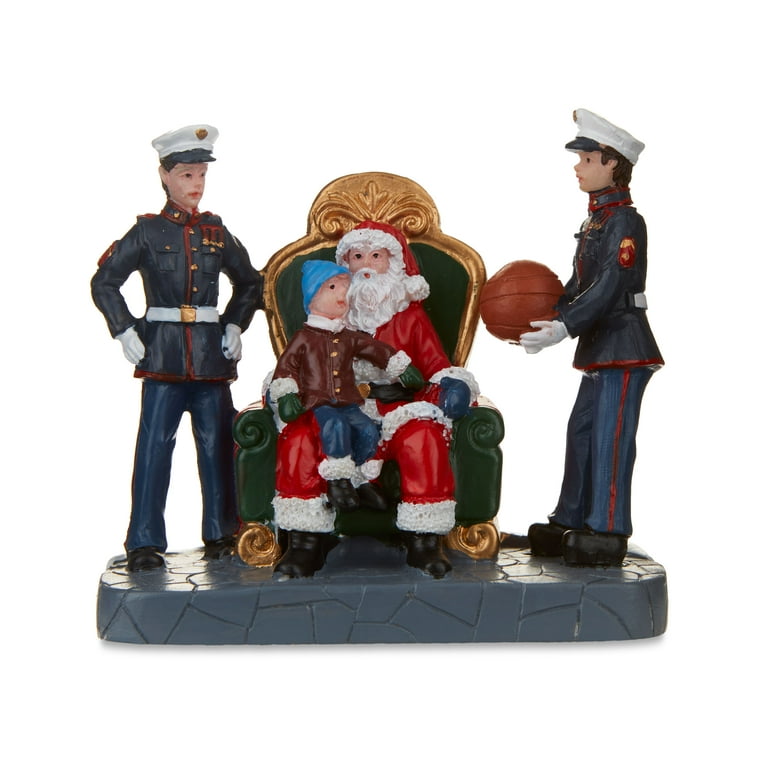 Christmas Village Figurine Toys for Tots Visit with Santa 5.7
