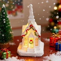 Christmas Village Figurines Decoration, Lighted LED Christmas Village Houses for Xmas Town Scene Desk Battery Operated Landscape Decor, 1 Pcs, 1.97x1.8x2.9"