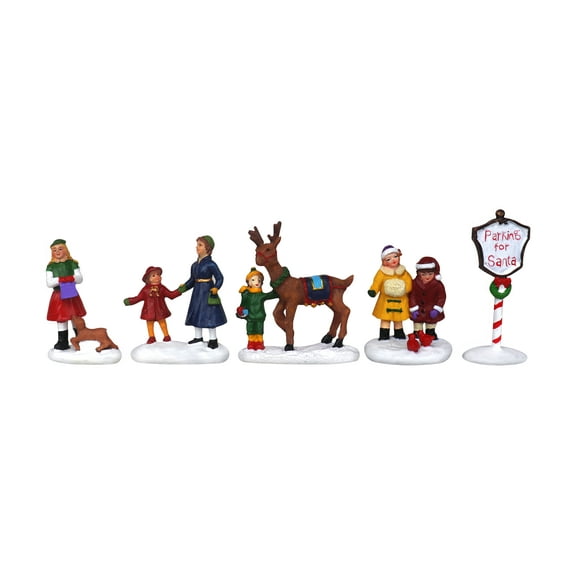 Christmas Village Figurines Decoration Set Perfect Addition to Your Christmas Indoor Decorations & Snow Village Displays (5 Piece Village Figurines Set 2)