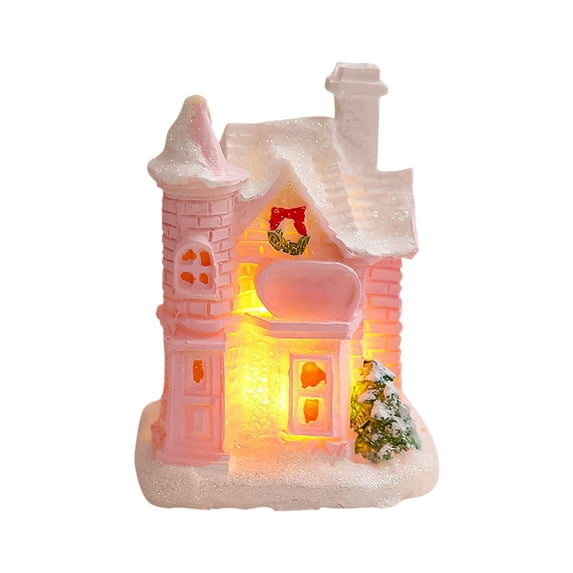 Christmas Village Glowing House Ornament Tabletop Lighting House Resin Crafts Decoration for Home Holiday Xmas Party Kids Gift Living Room Office Bedroom,Cute Resin Houses Table Decor 2.9"x2"x1.8"