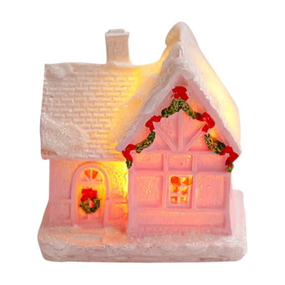 Christmas Village Glowing House Ornament Tabletop Lighting House Resin Crafts Decoration for Home Holiday Xmas Party Kids Gift Living Room Office Bedroom,Cute Resin Houses Table Decor 2.9"x2"x1.8"
