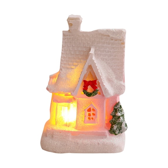Christmas Village Glowing House Ornament Tabletop Lighting House Resin Crafts Decoration for Home Holiday Xmas Party Kids Gift Living Room Office Bedroom,Cute Resin Houses Table Decor 2.9"x2"x1.8"