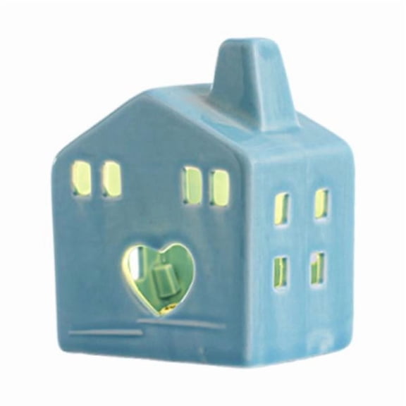 Christmas Village House Ceramic Porcelain LED Lighted Hollow Out Decor for Winter Farmhouse Tabletop Home