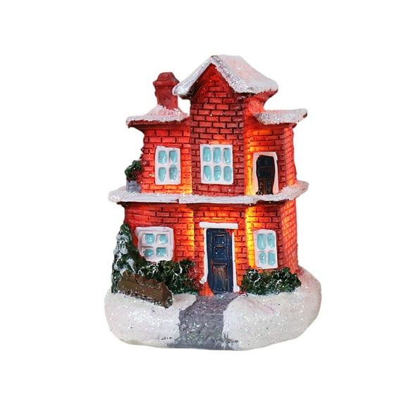 Christmas Village House Christmas Decoration, LED Lighted Christmas Village Houses Christmas Winter Snow Village Collectible Buildings Decorative Tabletop Decoration Christmas Holiday Home Decoration
