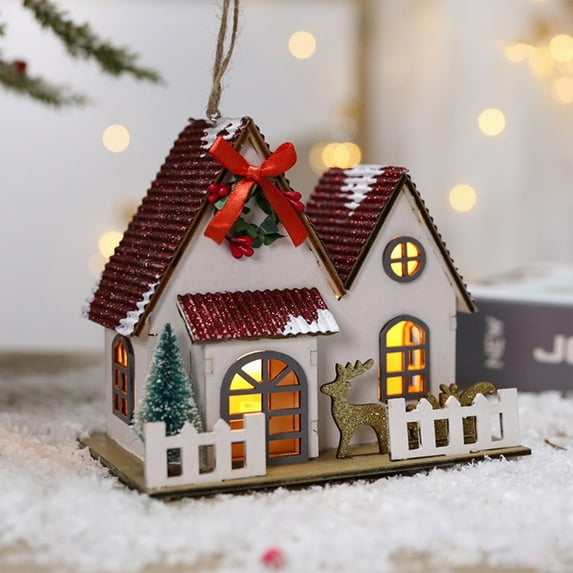 Christmas Village House Decor - PVC Miniature Holiday House Ornament - 5.12x3.94in Multicolor Resin Christmas Decoration for Tabletop, Shelf, or Gift