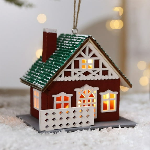 Christmas Village House Decor - PVC Miniature Holiday House Ornament - 5.12x3.94in Multicolor Resin Christmas Decoration for Tabletop, Shelf, or Gift