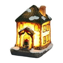 Christmas Village House Decoration,Light Up Mini Resin Christmas House,Resin Christmas Scene Village Houses,Lighted Christmas Village Houses Set Battery Operated Resin Christmas House Decor