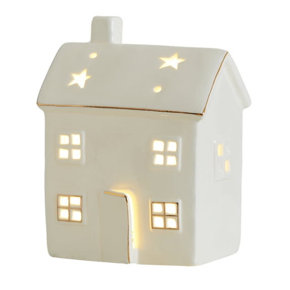 Christmas Village House Decorations, Light Up Ceramic House Decor, Christmas Town Building Figurines with Lights(E)
