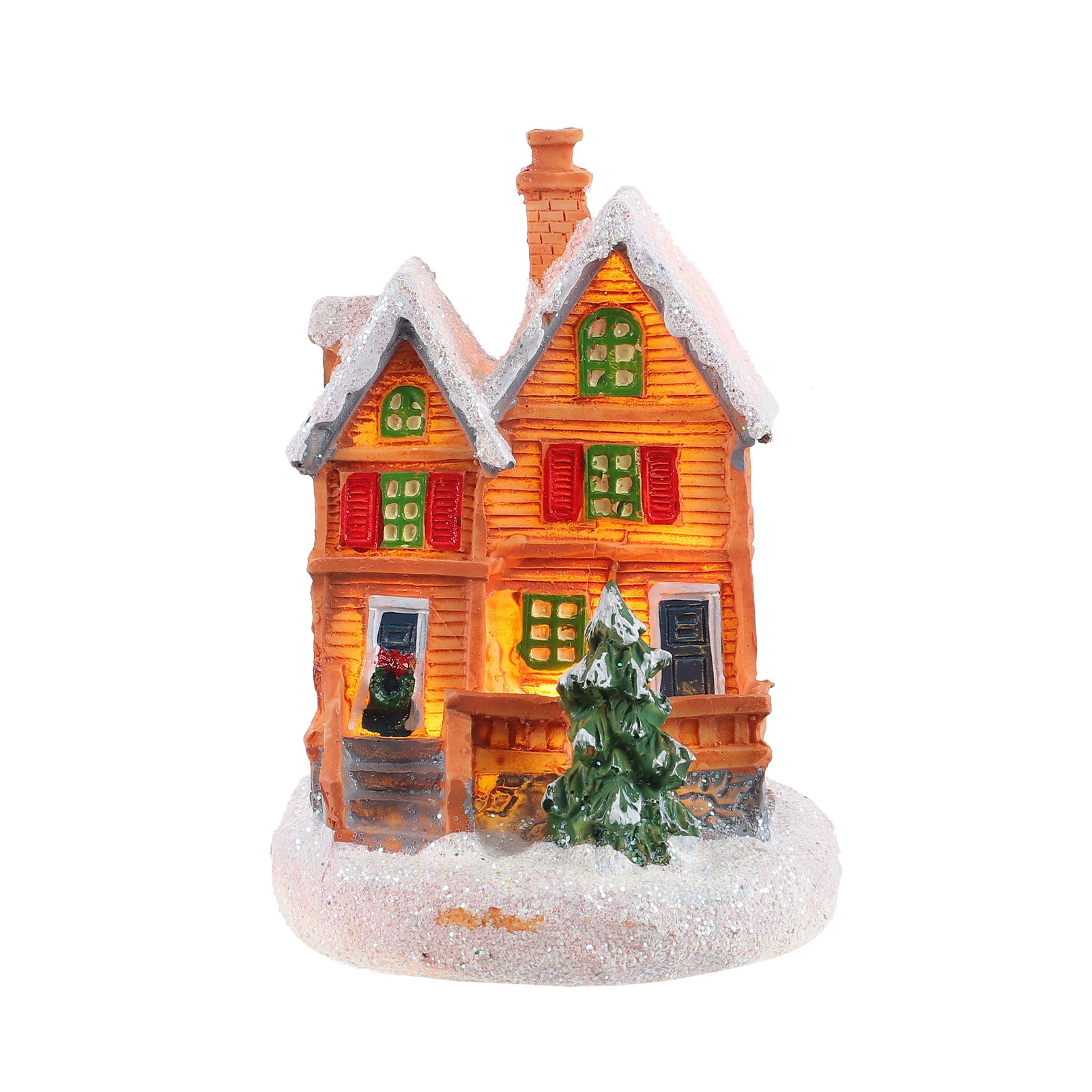 Christmas Village House Miniature Xmas Houses Snow Lightcollectible