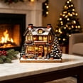 Led Video Windows Christmas Village House Ornament, LED Lighted Wooden Figurines for ...