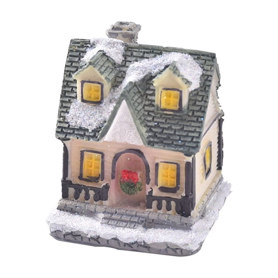 Christmas Village House Set LED Light-Up Interior Home Display Tabletop Indoor Holiday Party Family Friends Winter Festival Seasonal Decoration C324