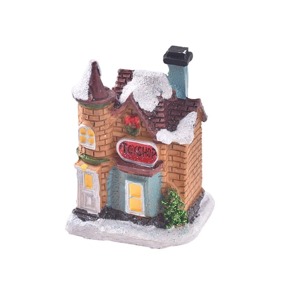 Christmas Village House Set LED Light-Up Interior Home Display Tabletop Indoor Holiday Party Family Friends Winter Festival Seasonal Decoration C326