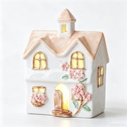 Christmas Village Houses,Christmas Wax Warmer,LED Ceramic Houses, Mini Glowing Village Figurines With Warm White Lights, Realistic Tabletop Decor For Home Office Desk ShelfB 4in