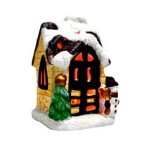 Christmas Village Houses Decorations, Ceramic Xmas Cabin, Farmhouse Winter Village Collectible Buildings Figurines for Holiday Xmas Decor