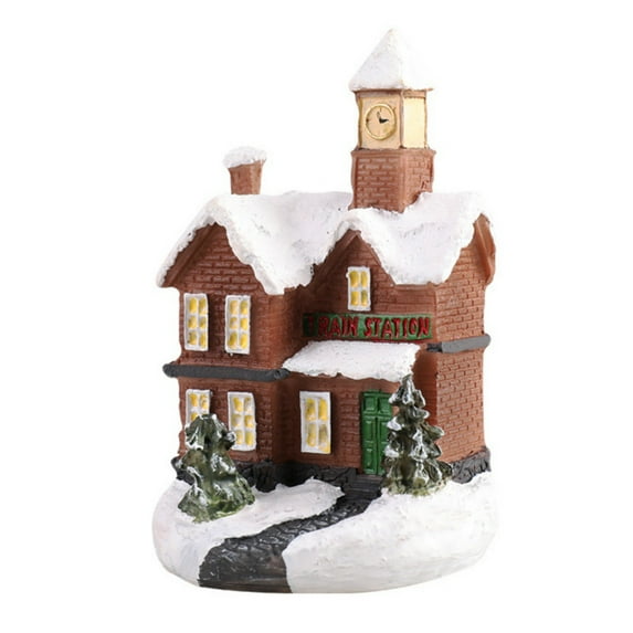 Christmas Village Houses,LED Resin Lighted Small Christmas Village Houses,Multicolored Christmas Vacation Village Houses,Xmas Village Popcorn House for Home Oranments