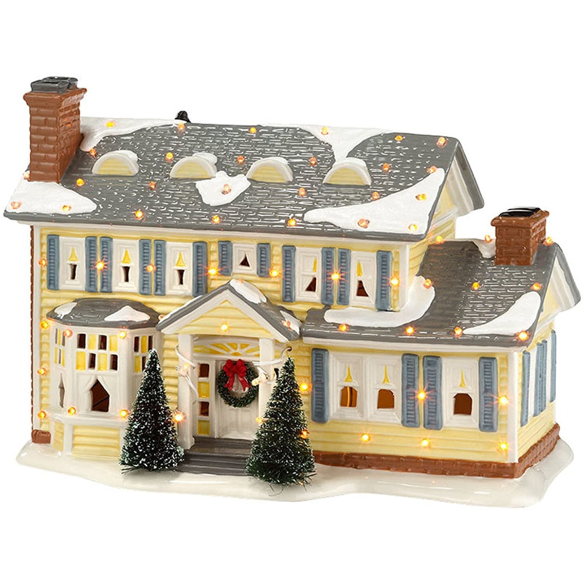 Christmas Village Rustic Cottage/Cabin with Boy & Dogs Figurine