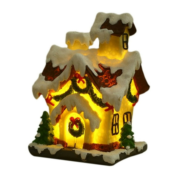 Christmas Village Houses with LED Light, Christmas Village Sets, Christmas Village Collectible Buildings Home Decor Xmas Gifts, 1 Pack