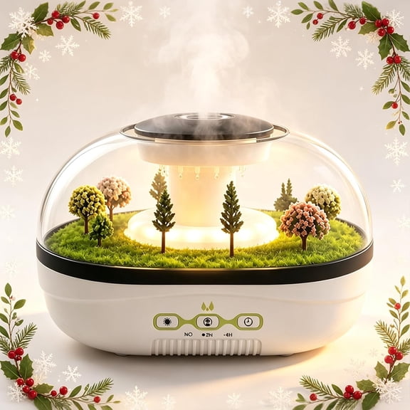 Christmas Village Humidifier Landscape with Warm Light,B | Christmas Oil Diffuser Snow Village Aromatherapy Diffuser, Cool Mist Humidification, Soft Sound Operation|2 & 4 Timer Setting