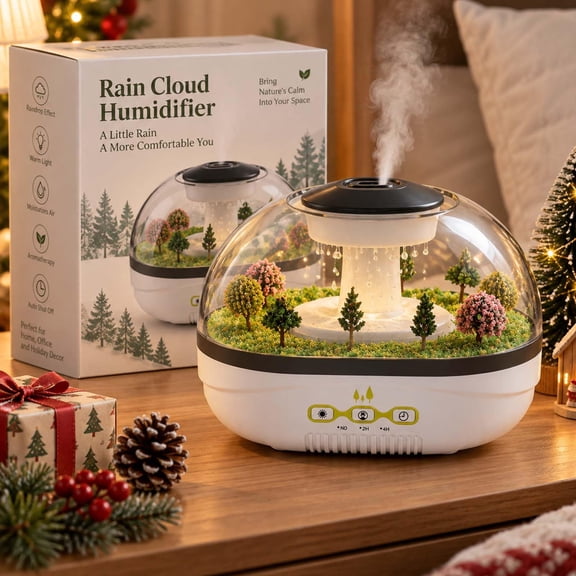 Christmas Village Humidifier, Snow House Essential Oil Diffuser 400ml Cool Mist Humidifier, Ultrasonic Diffuser, Warm Night Light, Quiet Operation, Timer & Auto Shut-Off, Holiday Home Decor