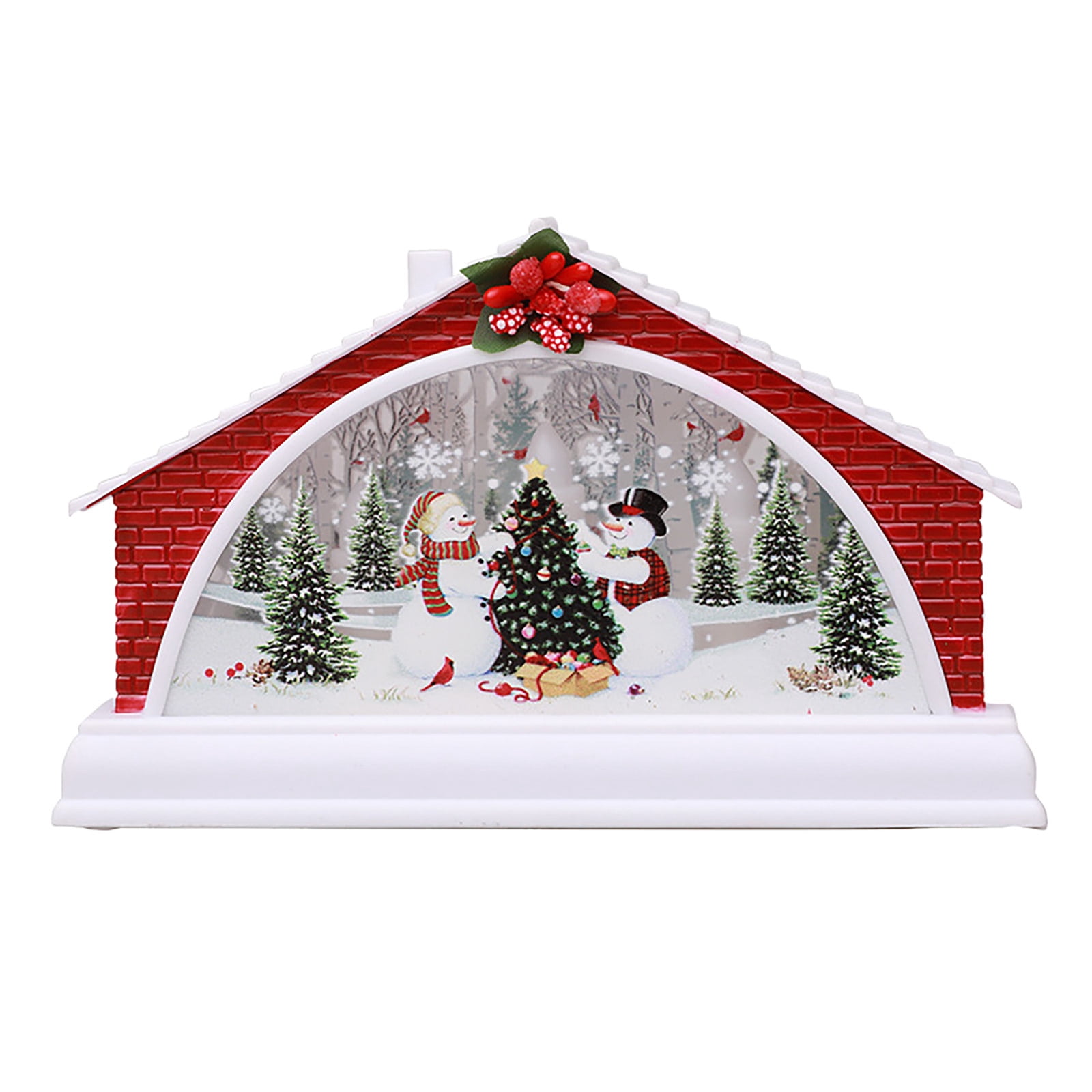 Christmas Village LED Light Figurines Christmas Snow House Decoration Night Light Multicolor