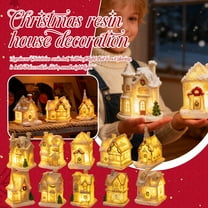 Christmas Village LED Lighted Houses Set, Indoor Room Decor Collectible Buildings, Festive Holiday Home Decoration,A