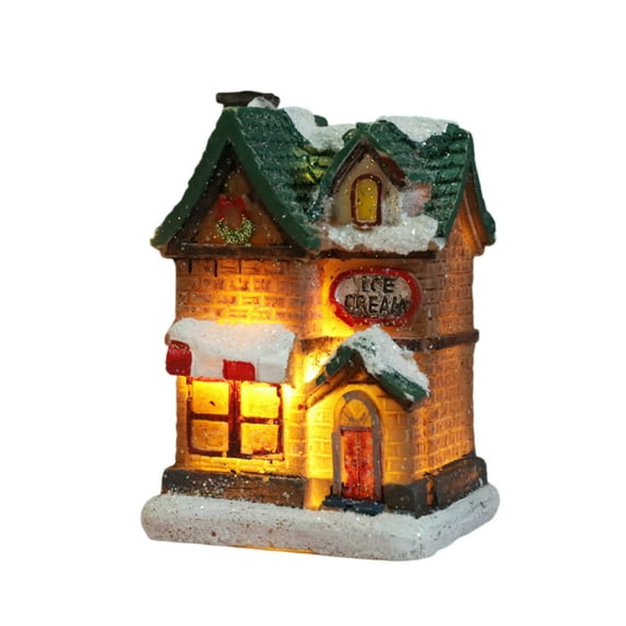 Christmas Village Led Lighted Houses, European Style Craft Collectible Buildings Lighted Up Small Size, Indoor Room Decor For Holiday Decoration And Tabletop Display