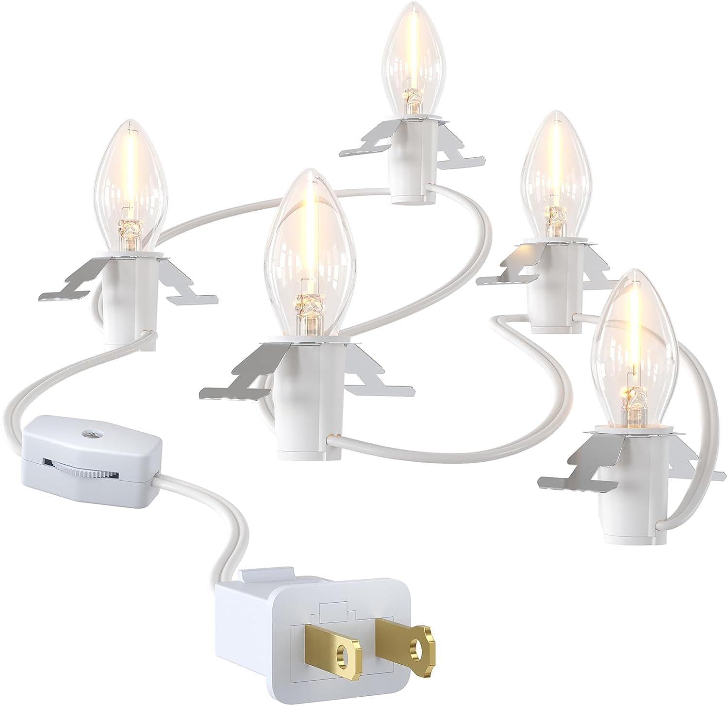 Christmas Village Lights, 10.5ft Accessory Cord with 5 LED Light Bulbs, Blow Mold Replacement