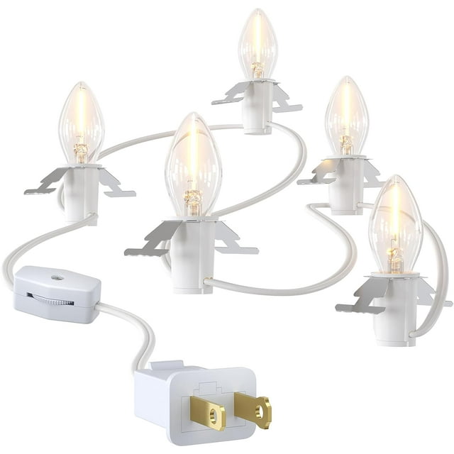 Christmas Village Lights, 10.5ft Accessory Cord with 5 LED Light Bulbs