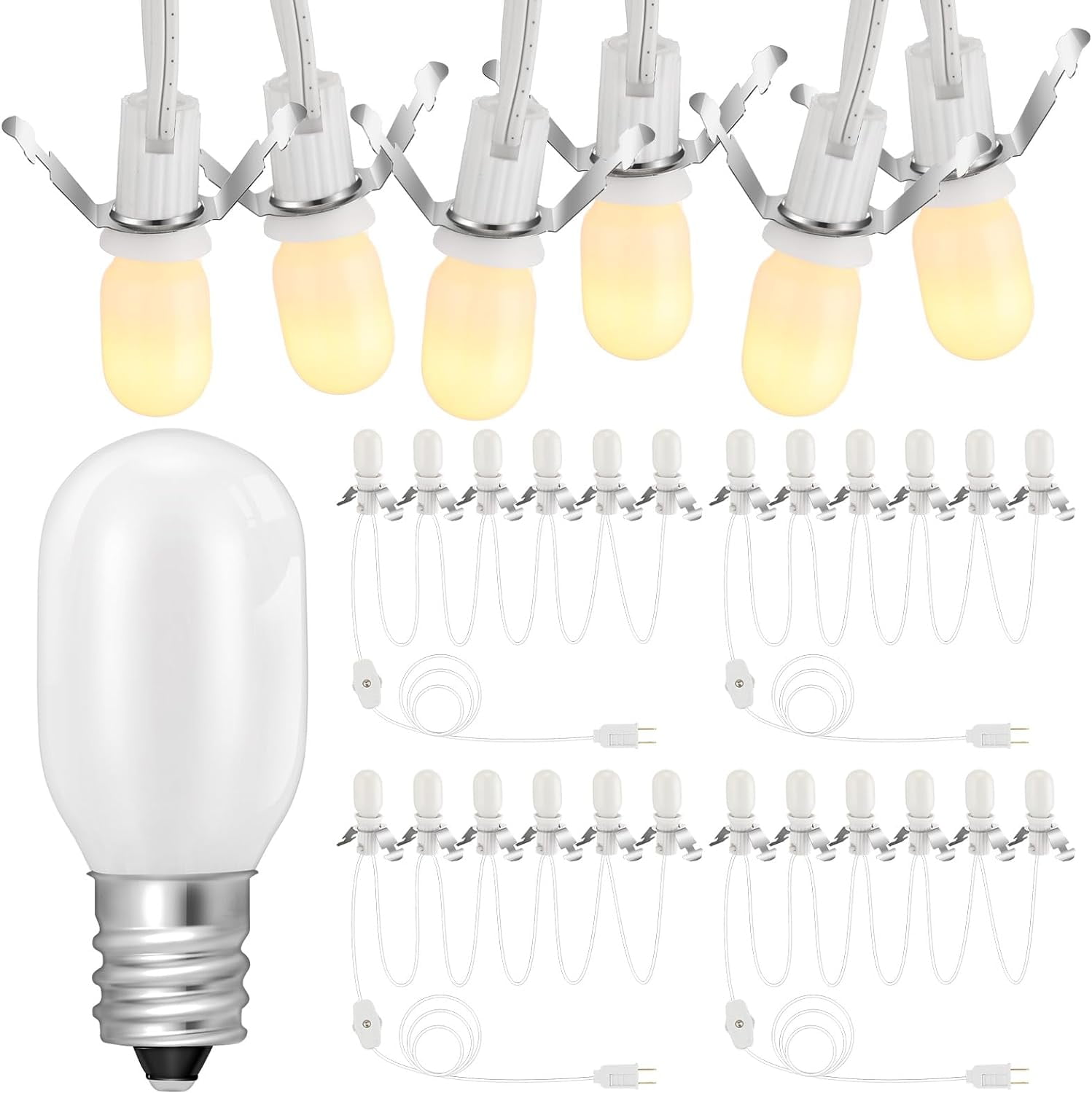 Christmas Village Lights Accessory Cord with 6 T20 Light Bulbs, 9.8 ft Indoor Blow Mold Light