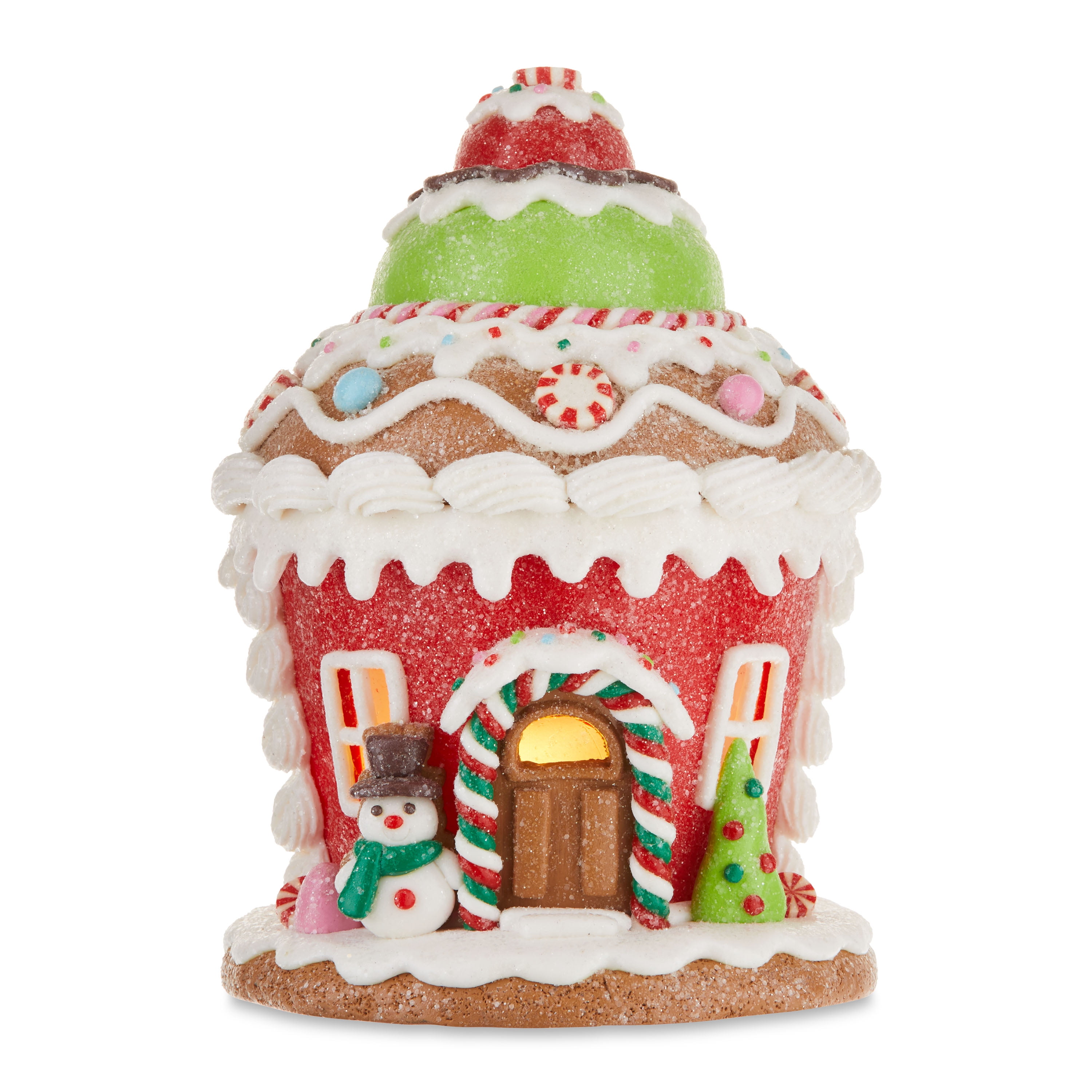 Christmas Village Multi-Color LED Round Gingerbread House, by Holiday ...