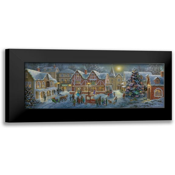 Christmas Village Panoramic 18x9 Black Modern Framed Museum Art Print Titled - Boehme, Nicky