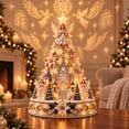 thumbnail image 1 of Christmas Village Projection Centerpiece，Decorations Indoor, Lighted Tabletop Tree with Wall and Ceiling Effects, Holiday Mantel Home Decor(#2Angel Chapel), 1 of 6