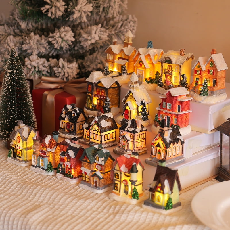 Christmas Village Set Christmas Decorations, LED Lighted Christmas